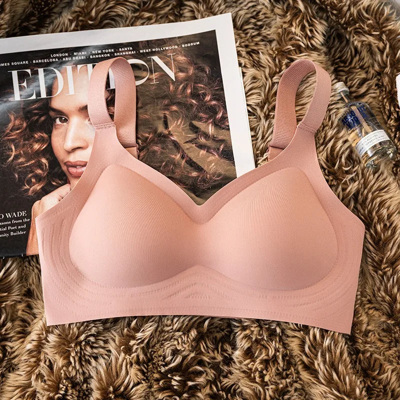 Sutiã sem costura feminino conforto acolchoado sutiãs sem fio brilhante roupa interior sexy bralette suporte lingerie sexy feminino íntimo