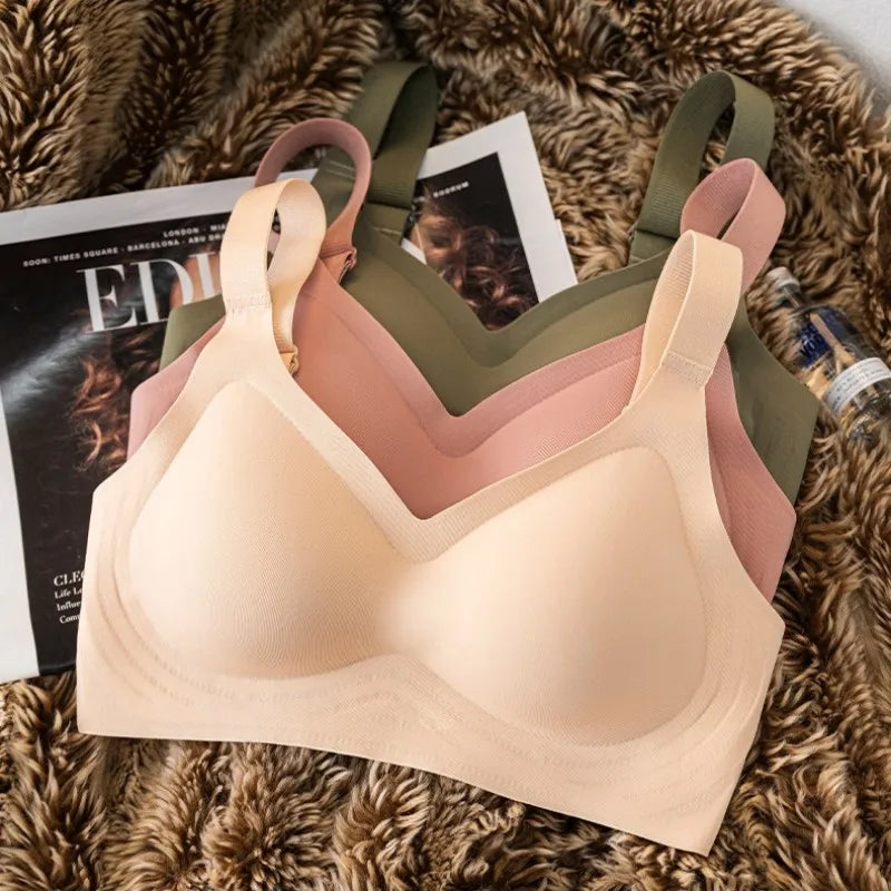 Sutiã sem costura feminino conforto acolchoado sutiãs sem fio brilhante roupa interior sexy bralette suporte lingerie sexy feminino íntimo